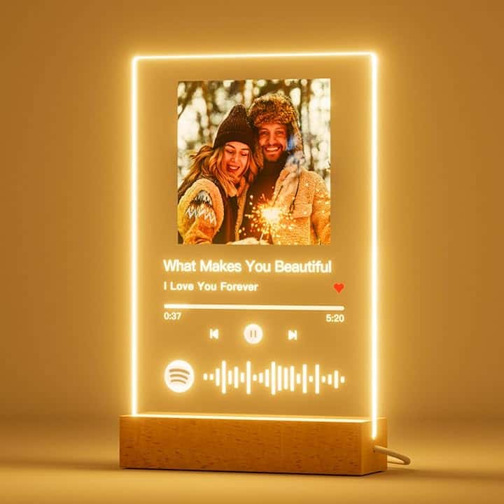 iDIY Targa Spotify personalizzato - Piatto Spotify con foto e luce, regalo originale per compleanno, San Valentino, uomini, donne, coppie, anniversari, Natale, 22X15cm