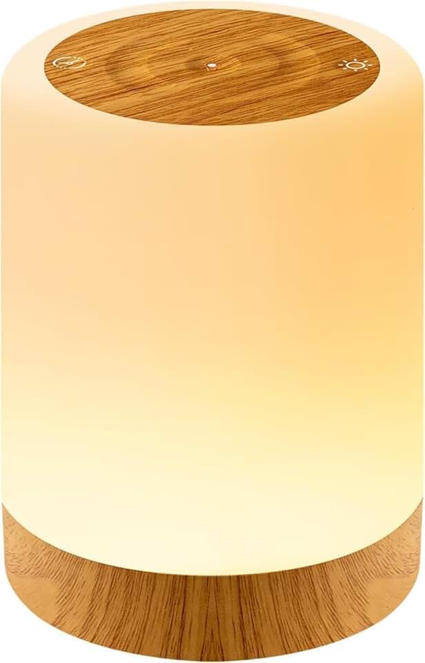 Auxmir Lampada da Comodino LED Touch, Luce Notturna senza Fili, 3000mAh Ricaricabile, Colori RGB, 5 Modalità, 5 Livelli di Luminosità, Funzione Timer, Abat Jour Comodino per Cameretta, Camera da letto Global Recycled Standard