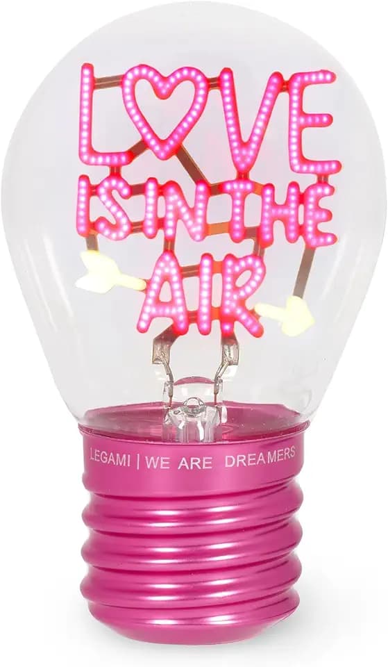 Legami - Lampada da Tavolo a forma di Lampadina, Ricaricabile con Cavo USB, Senza Fili, Bulb Fiction, Tema Love is in the Air, 6.8 x 10.3 cm