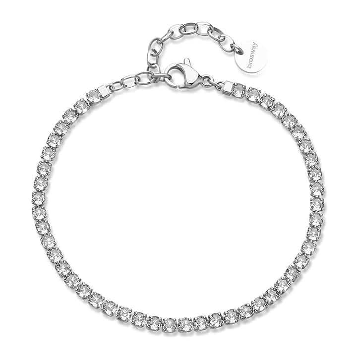 Brosway Bracciale Donna, Bracciale Tennis in Acciaio e Cubic Zirconia | Collezione Desideri - BEI099