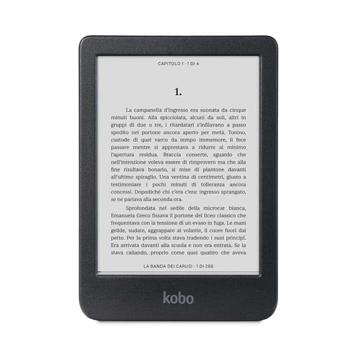Kobo Clara BW | eReader | Display antiriflesso HD in bianco e nero E Ink Carta 1300 da 6” | Modalità Scura| I Audiolibri | Impermeabile | Nero