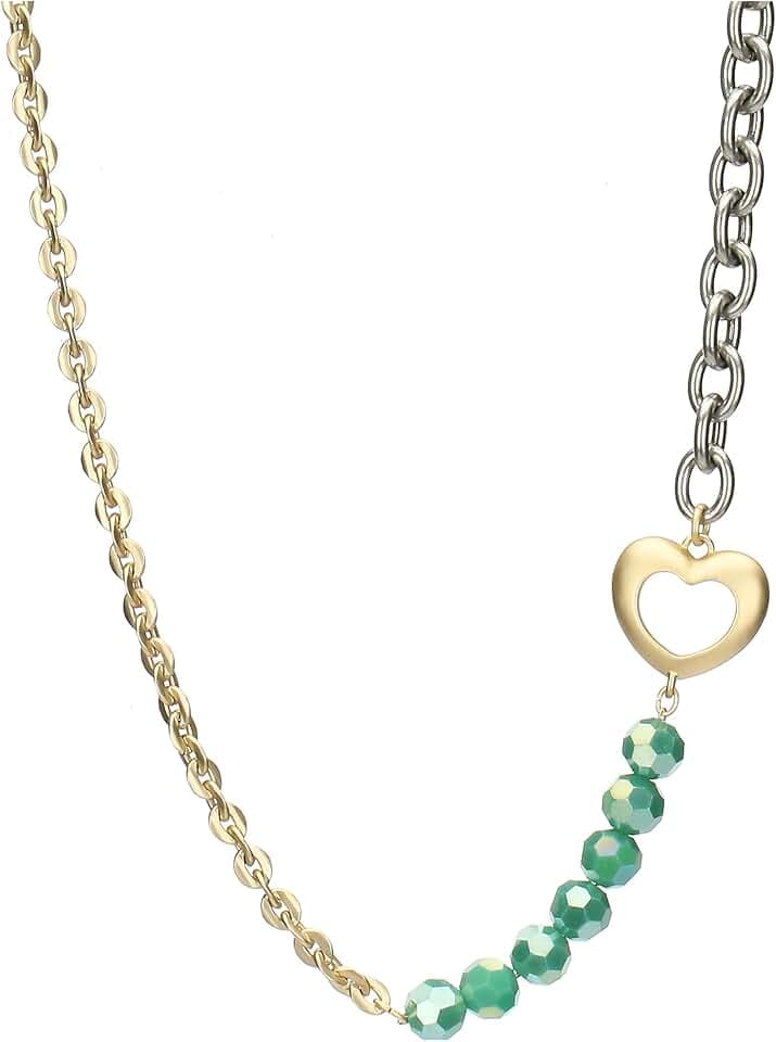 THUN THUN - Collana cuore e perline - metallo, vetro, resina - Collezione Dedicato a te - 40 + 5 cm