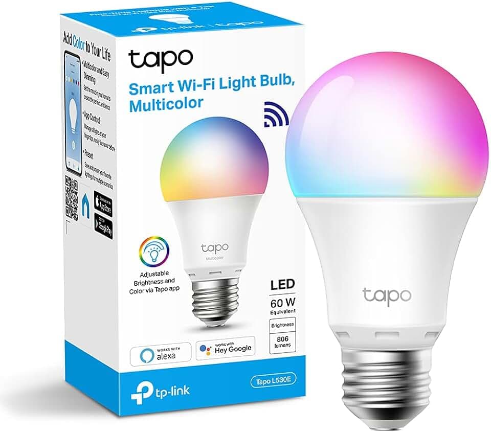Tapo L530E Lampadina WiFi Intelligente LED Smart Multicolore, E27, Compatibile con Alexa e Google Home, 806 lumen, 9W(Equivalente 60 W), Controllo Remoto tramite APP