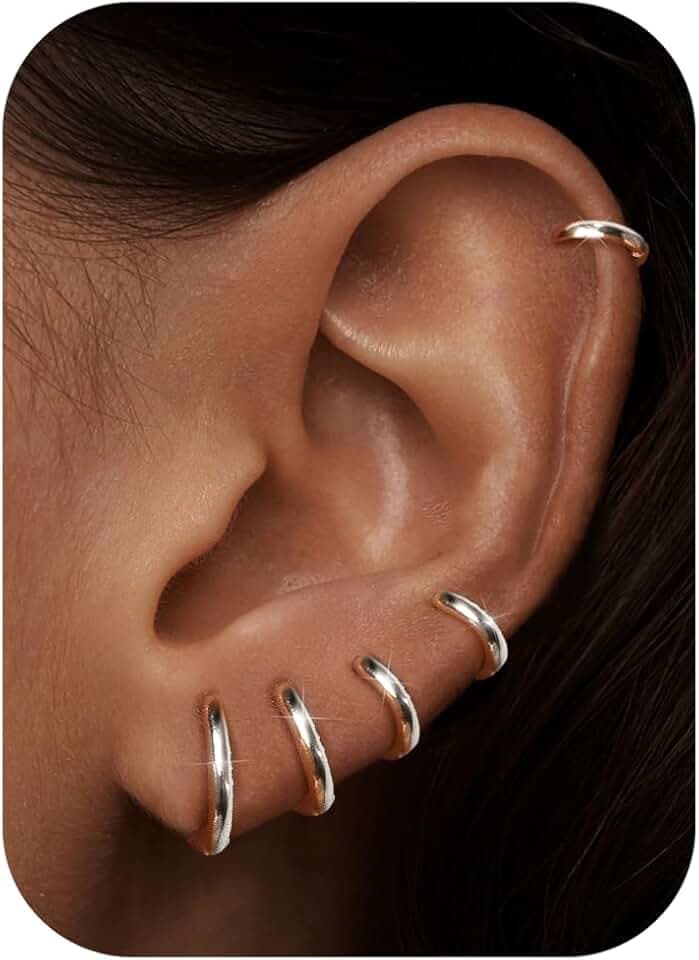Milacolato Orecchini Cerchio Piccoli Per Donna Uomo Acciaio Chirurgico Cartilagine Orecchini Huggie Lobo Naso Anello Labbro Daith Helix Piercing Gioielli Orecchini a Cerchio Hinged 6/7/8/9/10mm