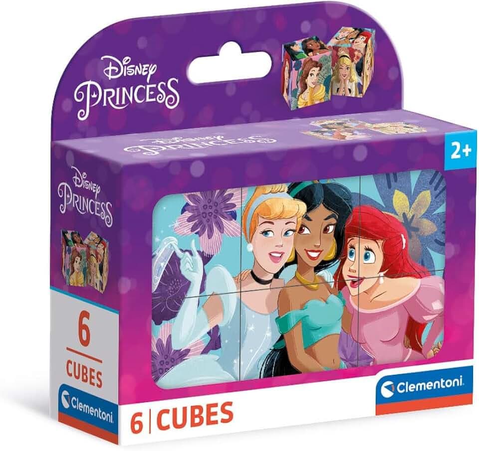 Clementoni Princess-6 Pezzi Bambini 2 Anni, Cartoni Animati, Cubi, Puzzle Disney, Made In Italy, Multicolore, 40660 The Forest Stewardship Council