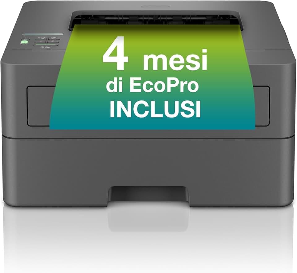 Brother HLL2400DWE Stampante Ecopro ready| 30 ppm|Stampa Fronte/Retro|Display LCD|Wireless (NO LAN)|Cassetto carta da 250 fogli| Inbox Toner fino a circa 700 pagine The Nordic Swan Ecolabel Blue Angel