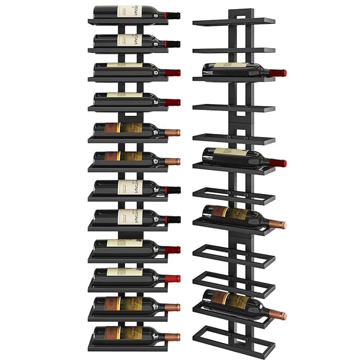 IBUYKE Porta Vino da Parete per 12 Bottiglie,Portabottiglie Vino in Metallo per Liquori, Champagne,Organizer Espositore Rimovibile fai da te per sSala da Pranzo,Bar, Cantina, Nero, TMJ909B