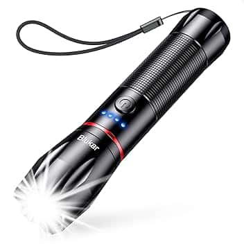 Blukar Torcia LED Ricaricabile, Super Luminoso Zoomabile Torcia Potente, 5 Modalità di Illuminazione, IPX6 Impermeabile Flashlight per Campeggio/Escursionismo/Emergenza/Interruzione di Corrente