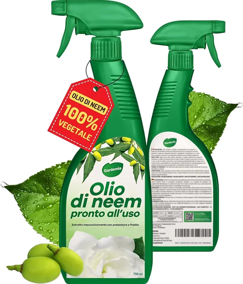Olio di Neem Spray per Piante 750ml Pronto Uso Azione Naturale contro varie Avversità Giardino Casa Multiuso Estratto Meccanicamente Pressatura a Freddo