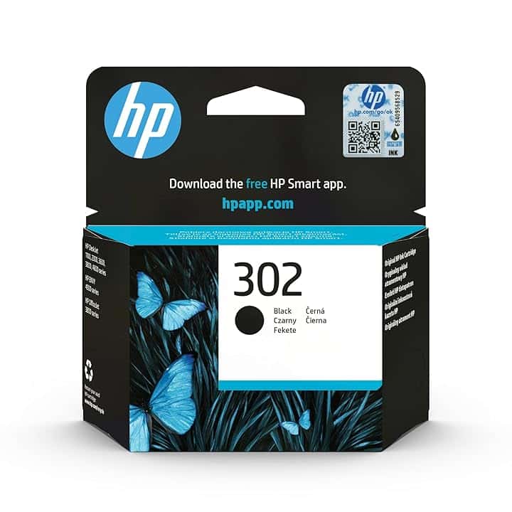 HP 302 Nero, F6U66AE Cartuccia Originale da 190 Pagine, Compatibile con Stampanti DeskJet 1110, 2130, 3630, Envy 4520, OfficeJet 3830, 4650, 5220, e 5230 ECOLOGO