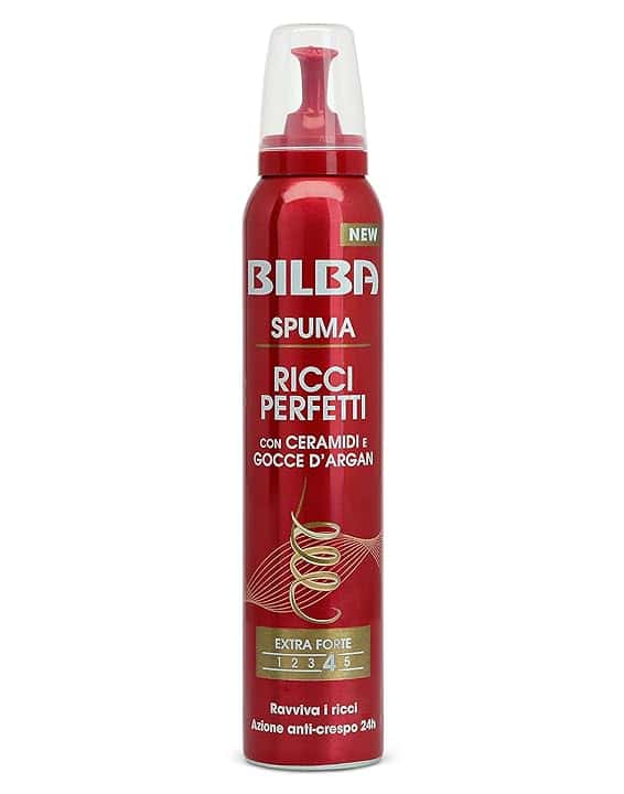 Bilba, Spuma con Germe Di Grano - Schiuma Capelli Ricci Perfetti con Ceramidi e Gocce d'Argan - Formula Professionale a Tenuta Extra Forte - Ravviva i Ricci con Azione Anticrespo per 24 h - 200 ml