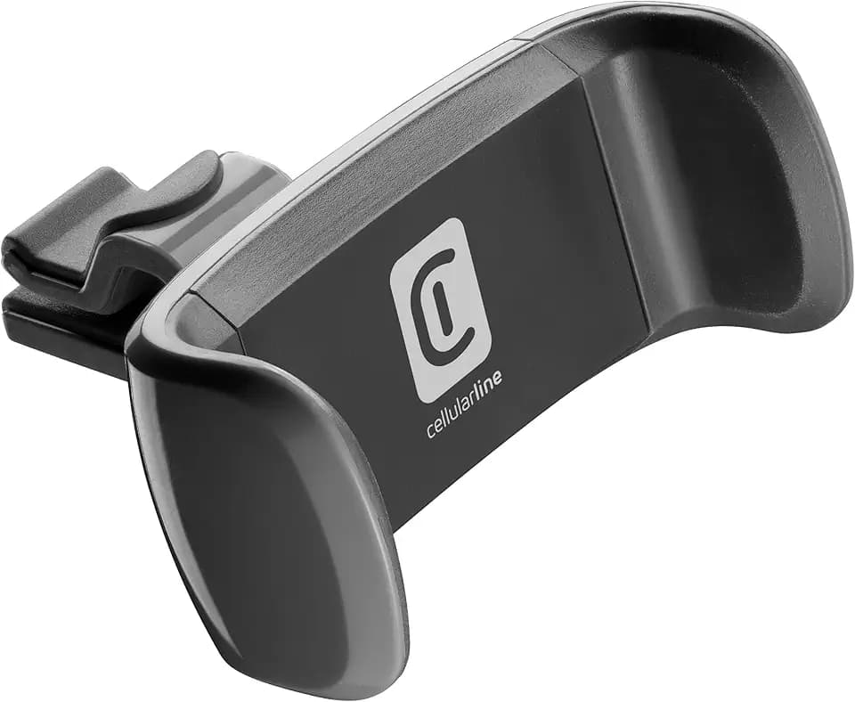 cellularline - Spin Air - Supporto Smartphone da Auto - Compatibile con Bocchette di Aerazione Standard - Rotazione a 360° - Accesso a Tasti, connettori e Display del Telefono - Nero