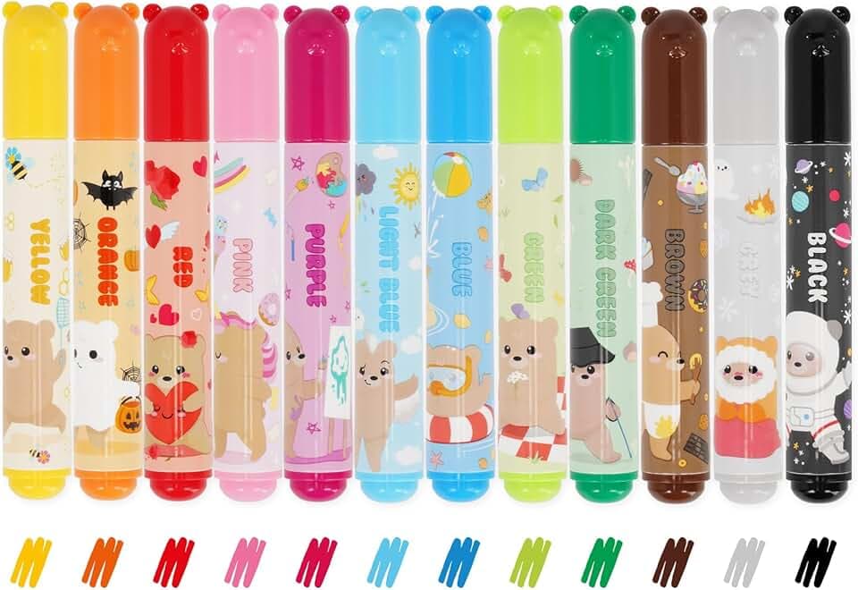 Legami - Set di 12 Pennarelli - Teddy Friends, 12 Colori Assortiti, Lavabili e Atossici, Punta Anti-Rientro, Tratti Sottili e Ampi, per Bambini e Bambine, Confezione Riutilizzabile