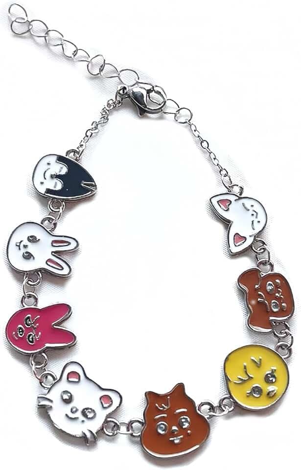AYVRUOP Kpop Stray Kids Braccialetti,Acciaio inossidabile,Kpop Bracciale,Ragazza Bracciale,Regolabili,Skzoo Anime Cartoon,Stray Kids Gadget