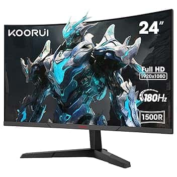 KOORUI Monitor Gaming 23.6 Pollici, Curvo 1800R 1920×1080 (FHD), 165Hz Mornitor, DCI-P3 90%,Pannello ultra Sottile, Inclinazione Regolabile, Supporta HDMI/DP