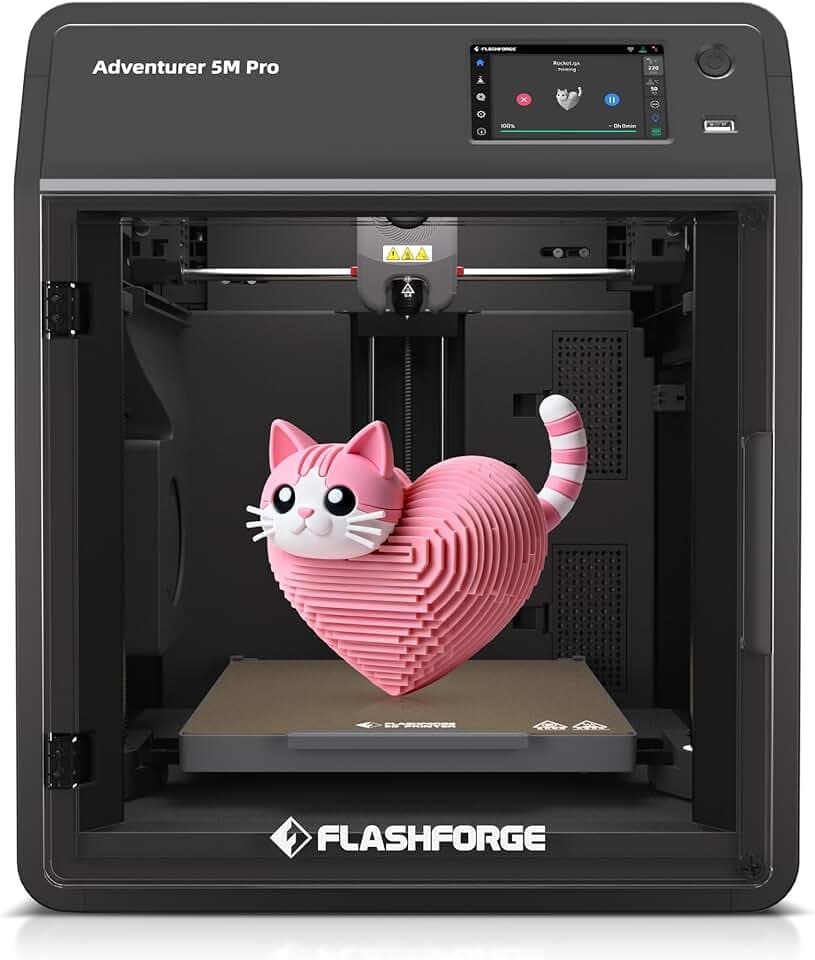 Flashforge Adventurer 5M Pro Stampante 3D,600mm/s Velocità di stampa,Livellamento Automatico,Doppio Raffreddamento,Monitoraggio Remoto, Ugello Rimovibile, Spegnimento Automatico,220 * 220 * 200mm