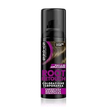 Syoss Root Retouch Colorazione Temporanea Spray Castano Scuro 120 ml, Ritocco capelli bianchi e ricrescita capelli resistente a pioggia e sudore, Fino a 40 applicazioni