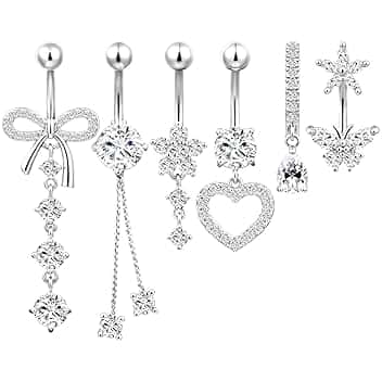 AOOSA 6 Pcs Piercing Ombelico per Donna, Eccellente Ombelico Gioielli Piercing Set, Navel Piercings Adatto Rgazze, Anello Con ombelico Pendente per Abbinamenti con Vari Outfit