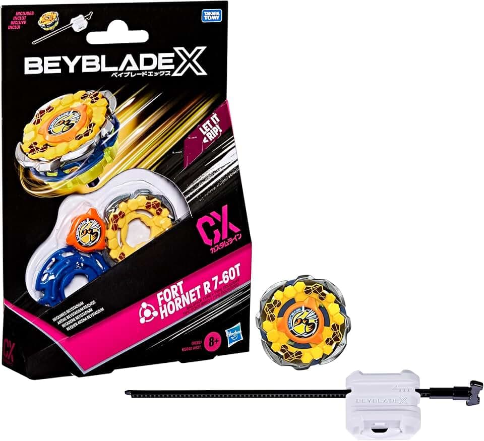 Hasbro Beyblade X, Set Starter Pack Fort Hornet R 7-60T CX con Trottola e Lanciatore