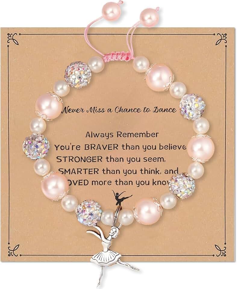 LXONTSG Bracciale Perla Donna Regolabile, Ciondolo Bracciale Dancing