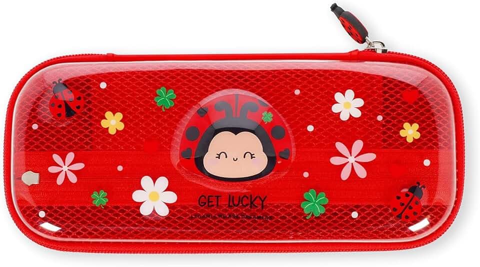 Legami - Astuccio Wonderwow, Tema Ladybug, 2 Scomparti e Portapenne interno, Scomparto interno con Tessuto a Rete, Chiusura a Zip, 23x11x5 cm