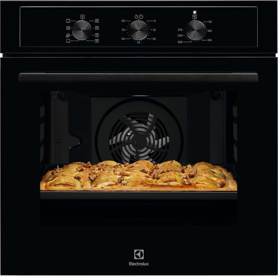 Electrolux EOH2H044K Serie 300 Forno Multifunzione, Capacità 68 L, EOH2H044K, Classe A+, Pulizia AquaClean, Cottura Uniforme, Funzione Pizza, 589x594x568 mm, Nero