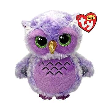 TY Beanie Boos - Owlivia la Gufetta Viola con Occhi Verdi Grandi e Glitter, il Peluche con gli Occhi Grandi Scintillanti - 15 Cm - T37364