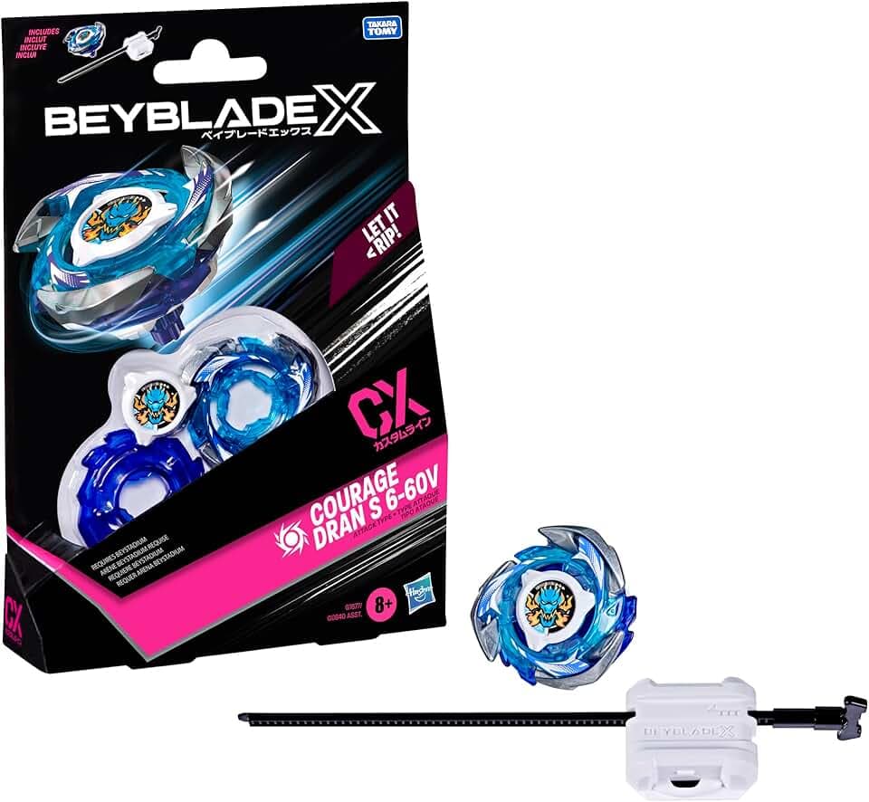 Beyblade X, Starter Pack, Courage Dran S 6-60V CX, trottola e Lanciatore