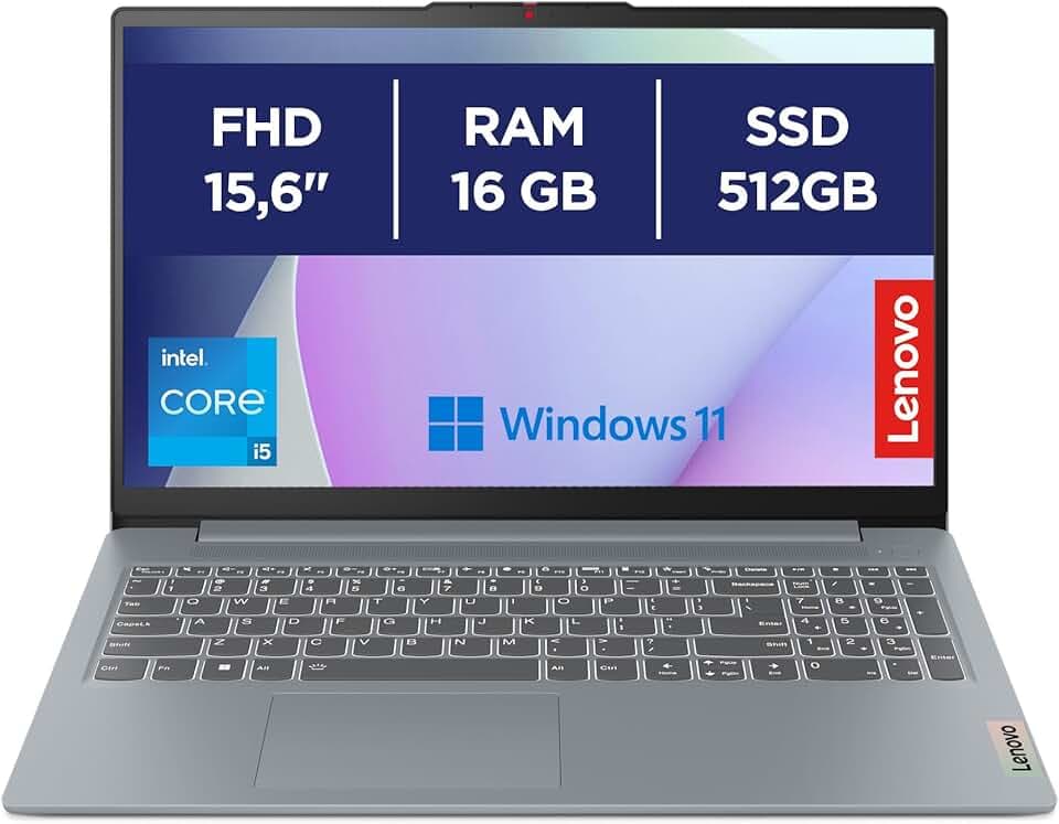 Lenovo IdeaPad Slim 3 Notebook, 15,6” FHD (1920x1080), Intel Core i5-13420H, RAM 16GB, 512GB SSD, Grafica Intel Integrata, WiFi 6, Bluetooth 5.2, Windows 11 Home - Arctic Grey