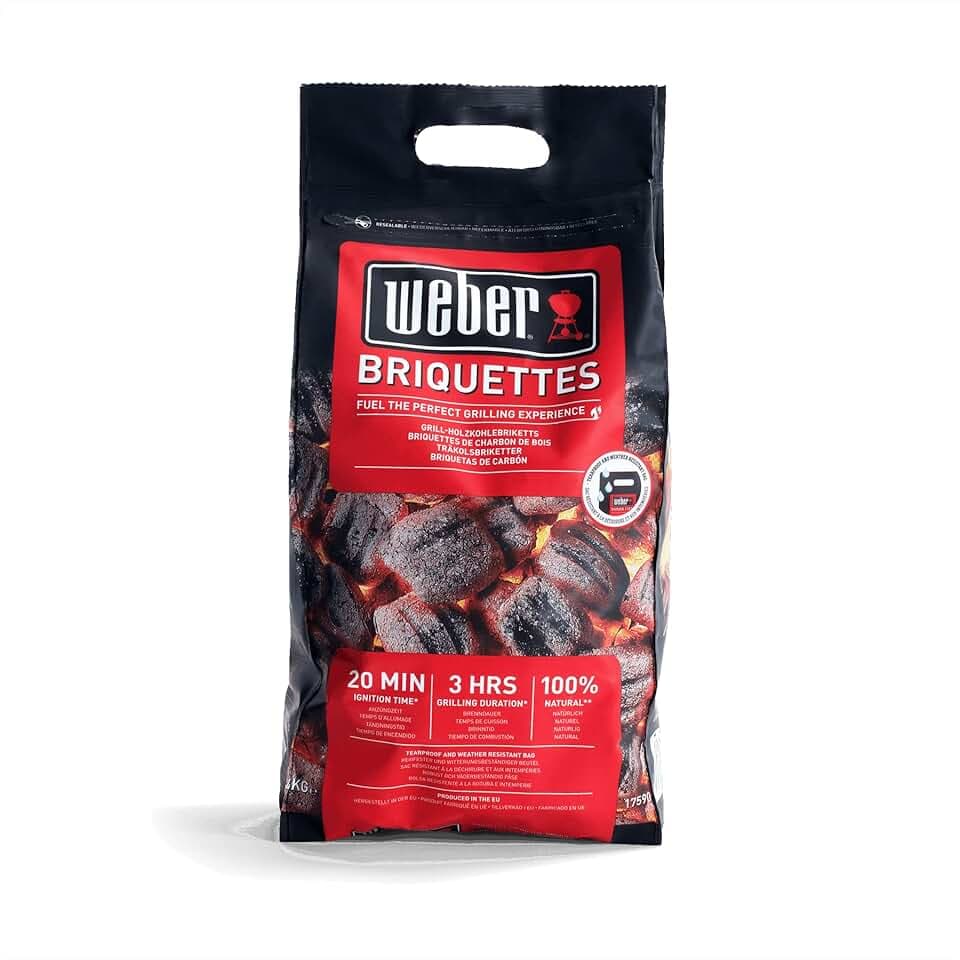 Weber Carbone per Barbecue (4kg), per una Bruciatura Lunga e Costante, Ideale per una Lunga superficie di cotturata, Legno 100% Naturale, Raccolto Sostenibile, Certificato FSC (17590)