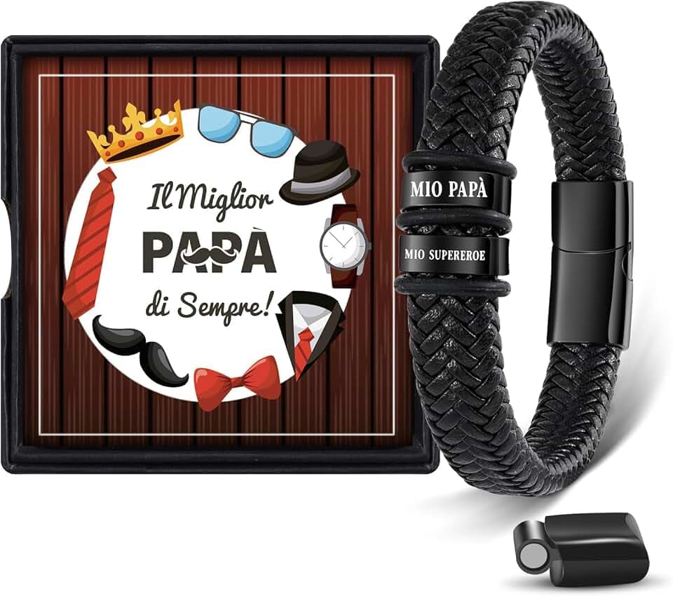 BOCHOI Regalo Festa Del Papà Regalos Compleanno Papà Figlio Braccial In Pelle Per Il Papa Regalo Di Compleanno Regalo Per La Festa Del Papa
