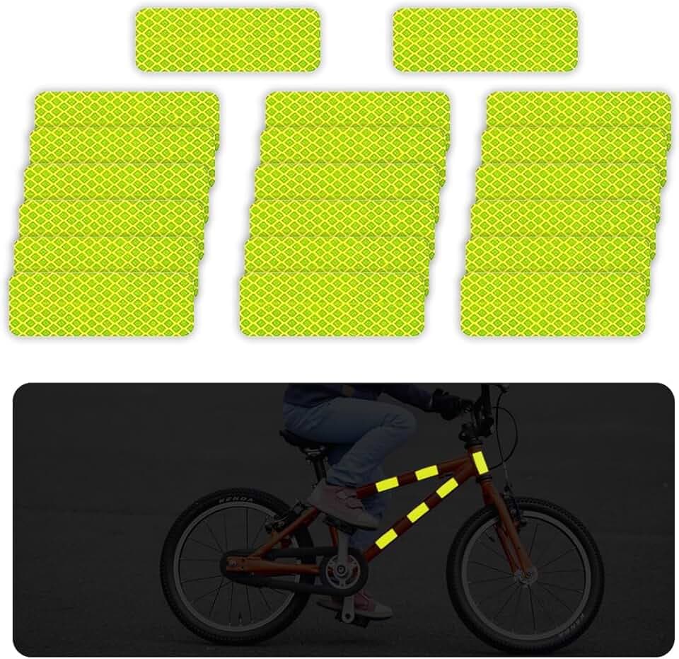 20 Pezzi Catarifrangenti per Passeggini, Sicurezza Catarifrangente Adesivo Universale, Adatto a tutti i passeggini, zaini, biciclette, sedie a rotelle - giallo neon