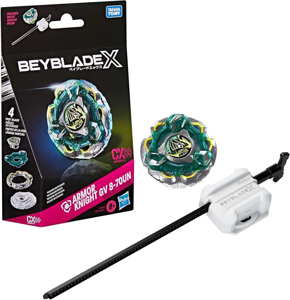 Beyblade X, set Starter Pack Fortress Knight GV 8-70UN CX Infinity con trottola da difesa e lanciatore di Takara Tomy, trottole da combattimento giocattolo, dagli 8 anni in su
