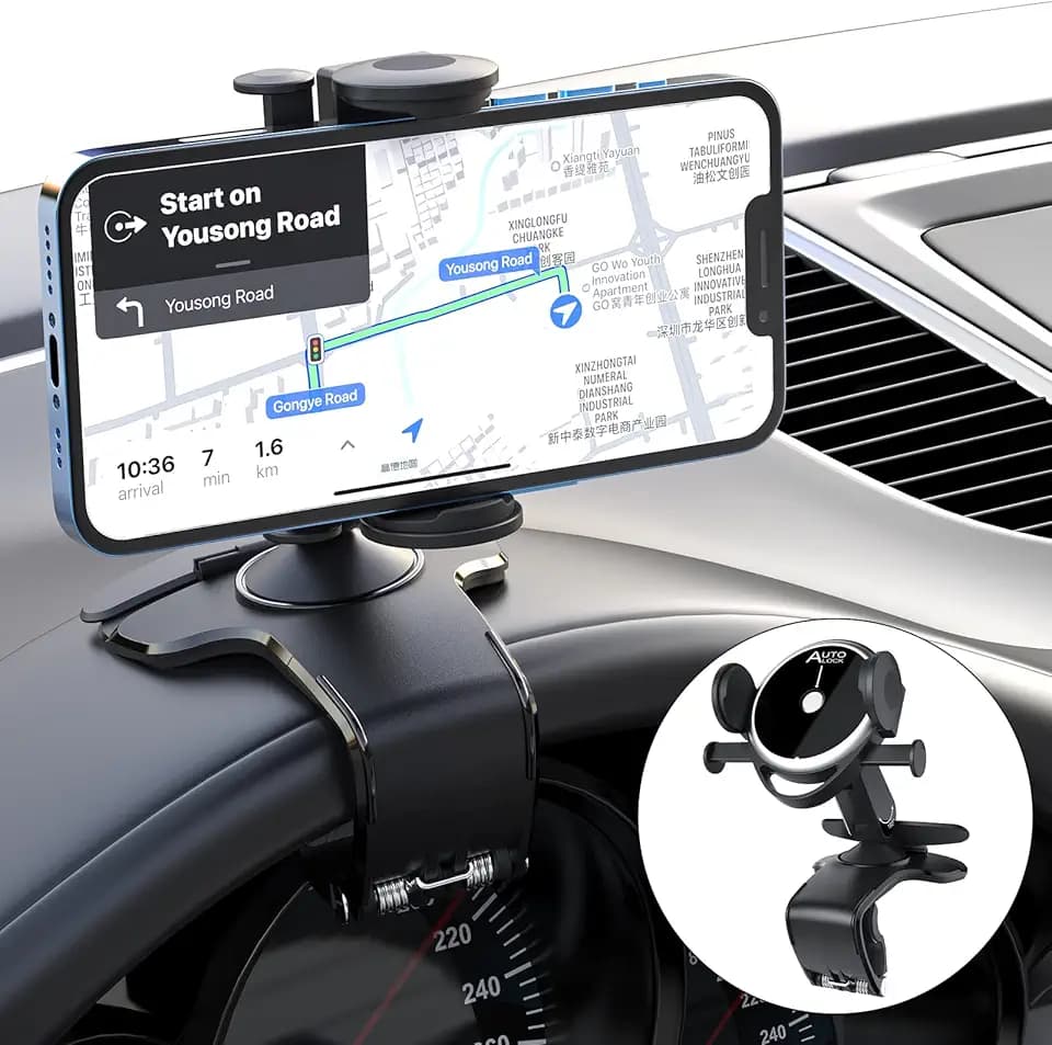 Porta Cellulare da Auto,360 Gradi di Rotazione Supporto Cellulare Auto,Universale Porta Cellulare Auto con Clip a Molla, Supporto Telefono Auto Compatibile con TUTTI I TELEFONI(NEW BLACK)