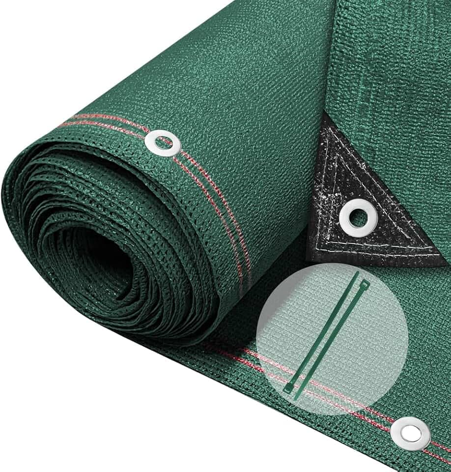 VOUNOT® Rete Ombreggiante 1.5×10m, Telo Frangivista Recinzione Giardino 230 g/m² HDPE, Tessuto Ombra Privacy Antistrappo Antivento con Fascette, per Esterno, Serra, Balcone, Giardino, Verde