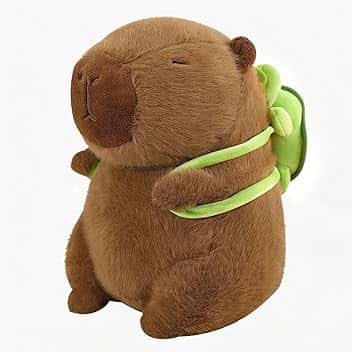 Capybara Peluche, 23cm Simulazione Capibara con Zaino Tartaruga, nimali di Peluche Realistici Capibara