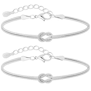 J.Fée 2PCS Bracciali Coppia Bracciale Amicizia Bracciale Donna Argento 925 Bracciali Amicizia Donna, Braccialetti Donne Oro, Regali di Coppia Regalo Amica Regalo Fidanzato Regali Mamma San Valentino