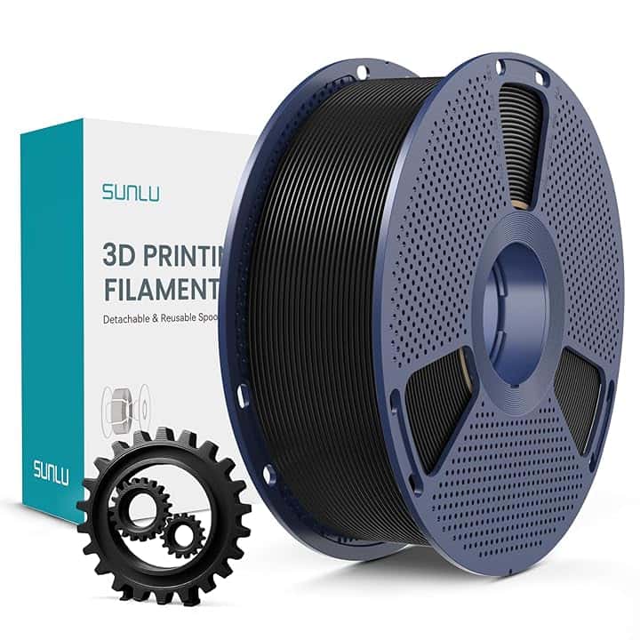 SUNLU PLA+ Filamento 1,75mm, Maggiore Durata e alta Resistenza, Filamento per Stampante 3D PLA Plus per Stampanti 3D FDM, Bobina da 1KG, pla+ Nero Global Recycled Standard