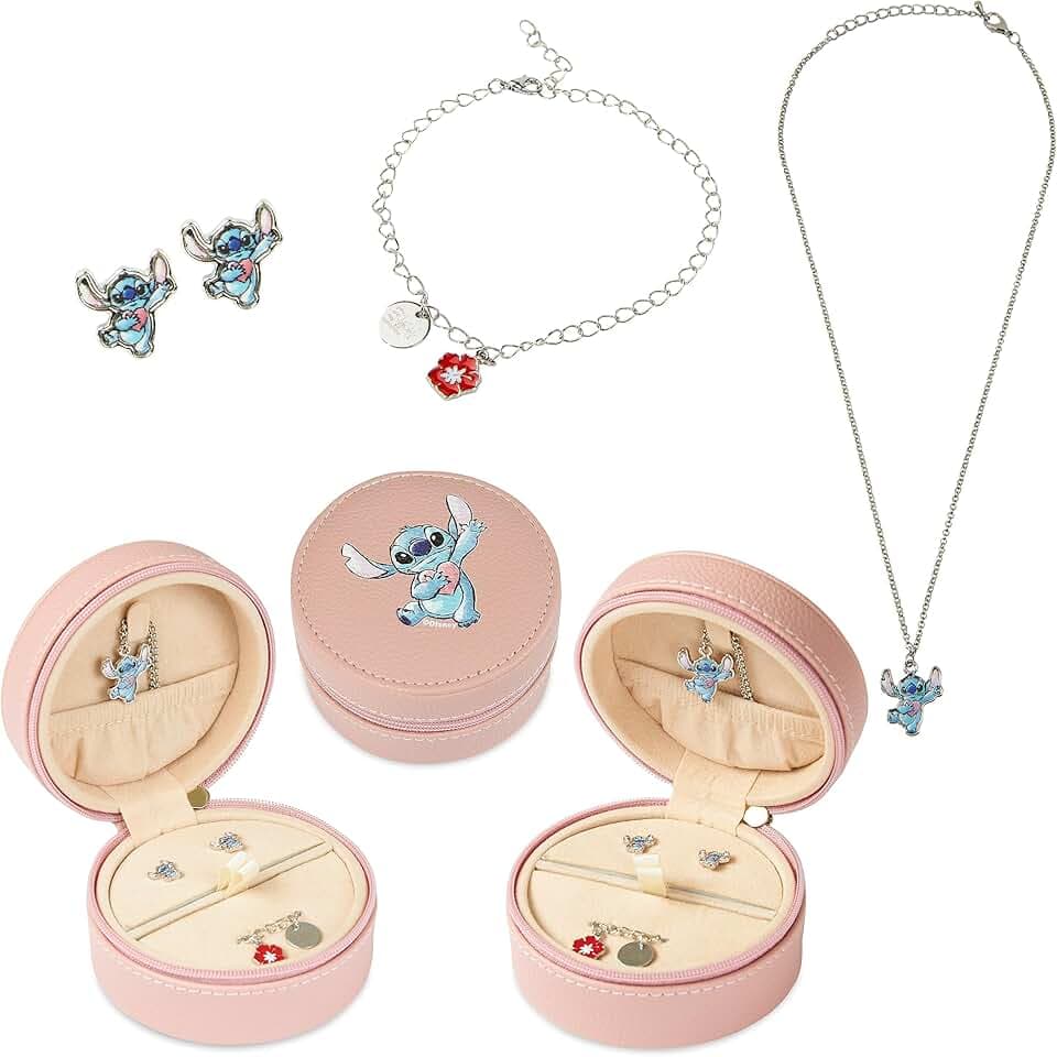 Disney Parure di Gioielli per Bambine e Ragazze Stitch Bracciale Orecchini Collana Amicizia Stitch