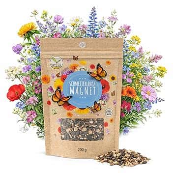 200g Semi di prato di farfalla per un prato di fiori colorati - ricco di nettare mix di semi di fiori selvatici per le farfalle