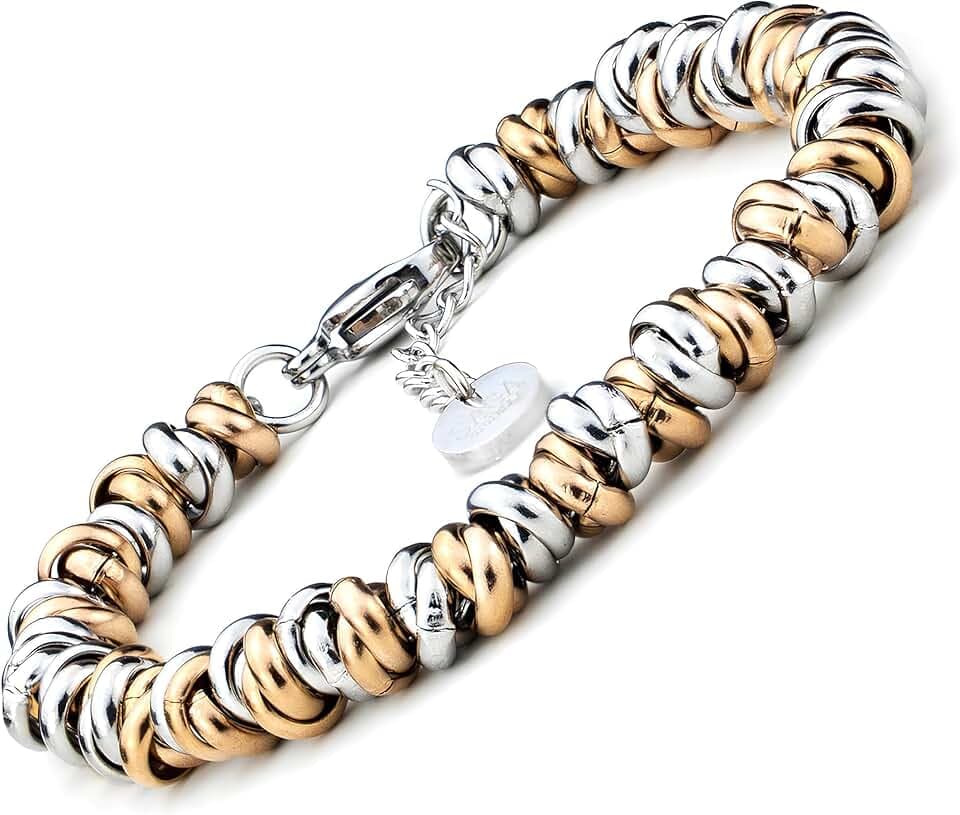 SAGA GIOIELLI BRACCIALE DONNA INTRECCIATO NODINI ACCIAIO DIVERSI COLORI