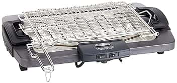 De'Longhi BQ80 Barbecue Grill Elettrico con Griglia e Bistecchiera, Doppia Griglia, Doppia rotazione, impugnatura termoisolante, interruttore di sicurezza, vassoio antigoccia, facile da pulire,Grigio