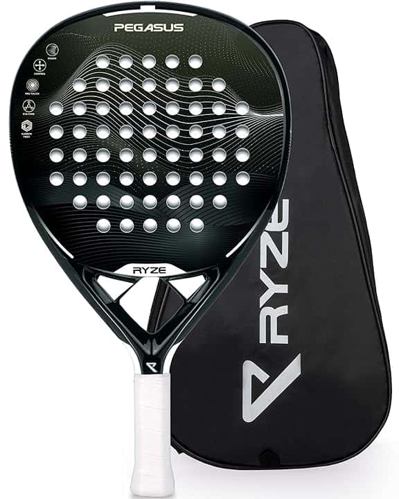 RYZE Racchetta da Padel 100% in Fibra di Carbonio - Massima Potenza + Controllo - con EVA-17 Flex - Struttura Leggera e Resistente - Padel Racchetta per Uomo e Donna - Custodia Inclusa