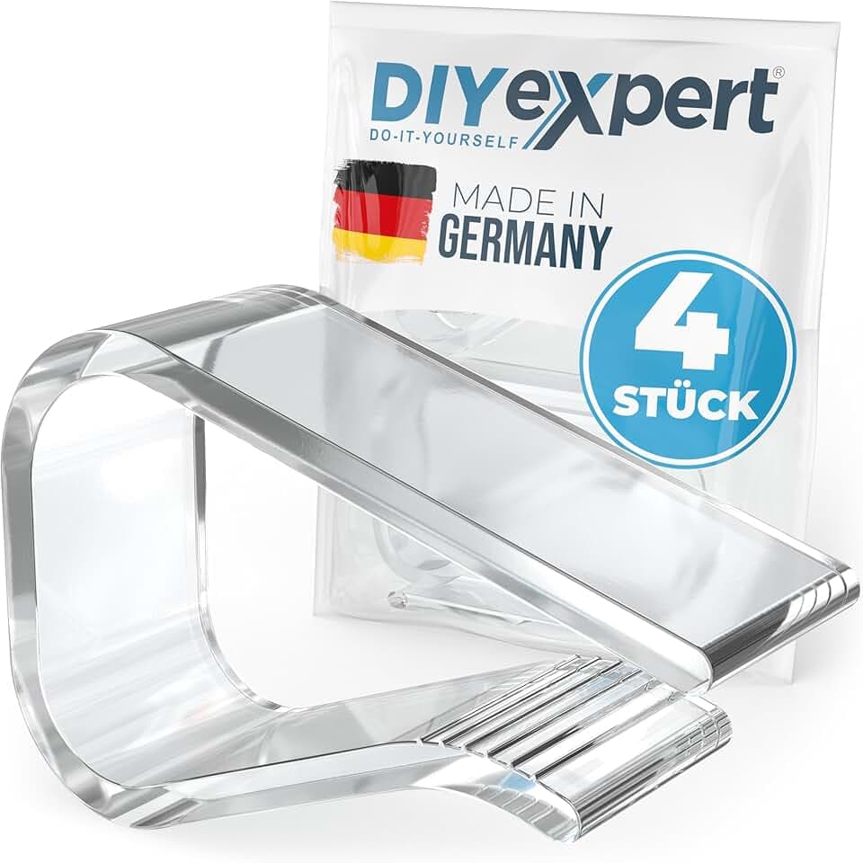 Mollette per tovaglia, trasparenti, prodotte in Germania, fino a 25 mm, 4 pezzi, resistenti alle intemperie e antiscivolo, mollette da tavolo per giardino, balcone e interni