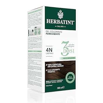 Herbatint Gel Colorante Permanente 3Dosi, 300ml - 4N Castano, Senza Ammoniaca, per Pelli Sensibili, 100% Copertura Capelli Bianchi, con 8 Estratti Naturali Bio