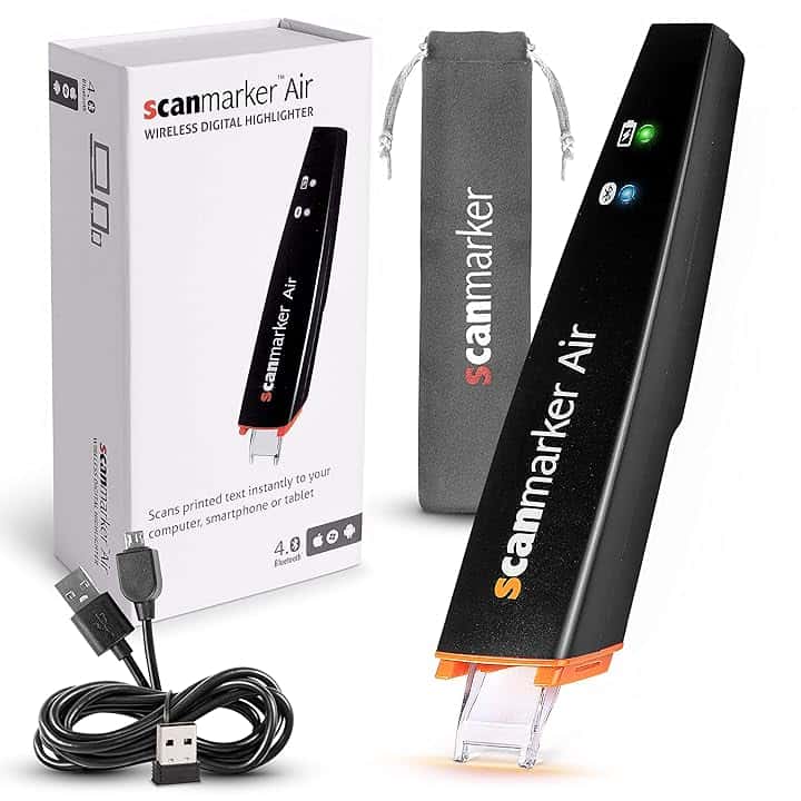 Scanmarker Air Penna Scanner e Penna Traduttore Multilingue | Penna Lettore per Dislessia, Studenti e Professionisti - Compatibile con Mac, Windows, iOS e Android | Nero