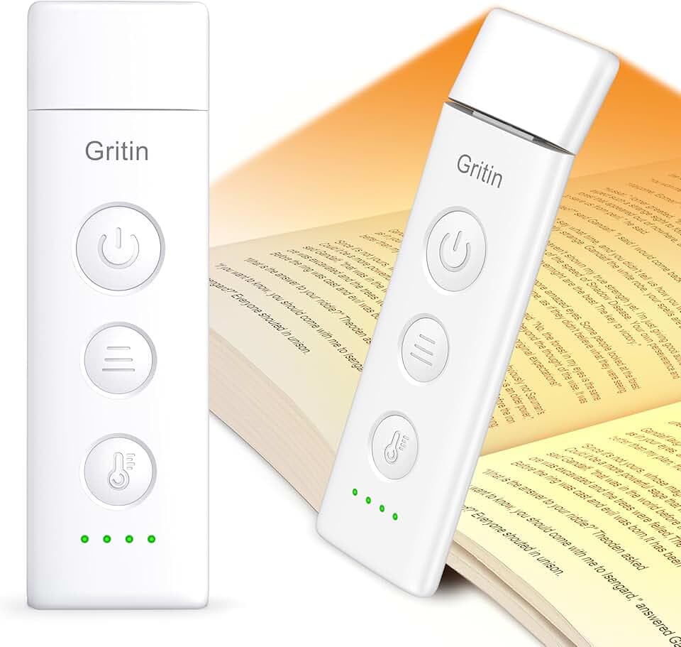 Gritin Luce per Lettura Libri a Letto Ricaricabile, 7 LED Luce Lampada da Lettura per Libro con Clip, 3 Temperature Colore, 5 Luminosità & Oscuramento Continuo per Libro Notturna