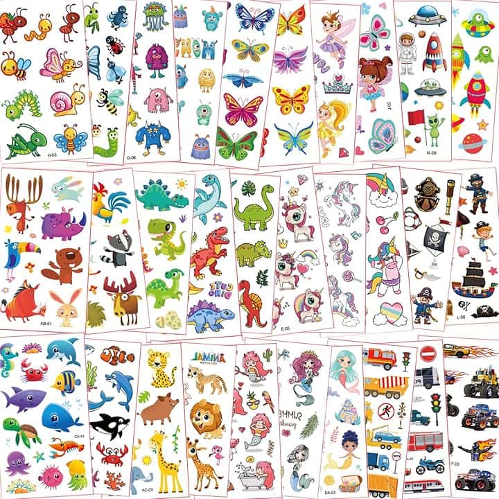 350+ Tatuaggi Bambina Ragazza Unicorno Sirena - Regalo Compleanno, Impermeabili Temporanei - Colorati (30 Pezzi)