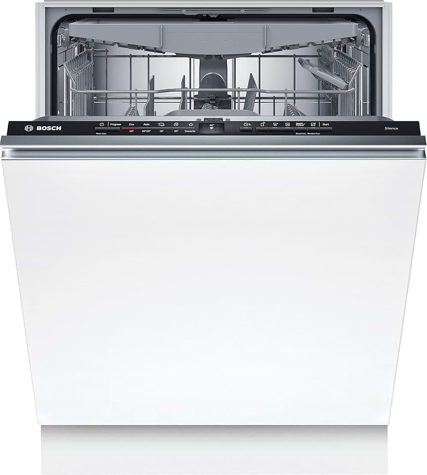 Bosch SMV2HVX02E Serie 2, Lavastoviglie Smart da incasso a scomparsa totale, Cestelli personalizzabili, Terzo cestello posate, Indicatore di funzionamento a pavimento, Motore EcoSilence Drive, 60 cm.