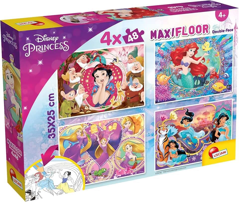Liscianigiochi- Disney Puzzle Maxifloor 4 X 48 Princess, 91744